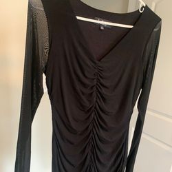 Lulus Black BodyCon Cocktail Mesh Sleeves Dress