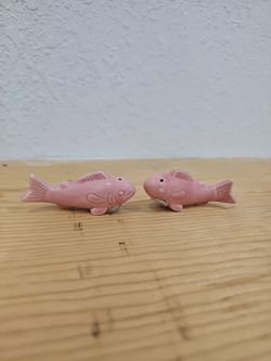 Vintage Pink Fish Salt and Pepper Shakers