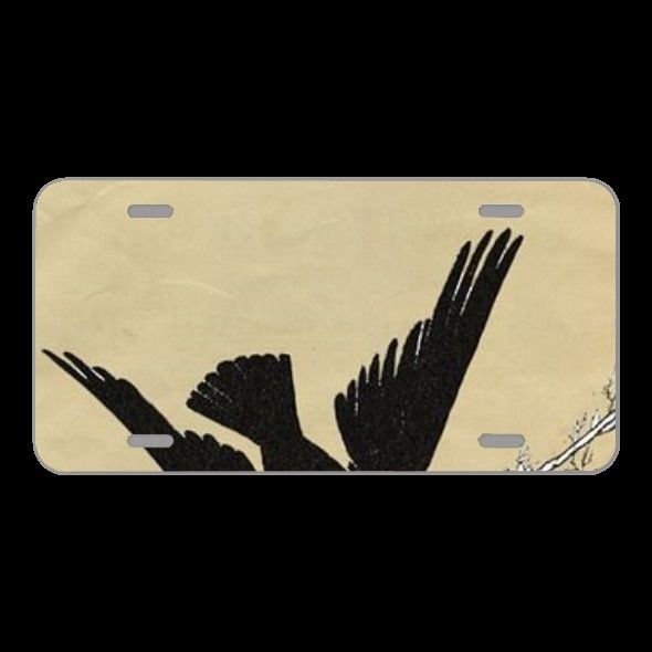 License Plate Novelty Car Front Vintage Bird Background Old Paper