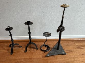 Rustic Black Metal Candle Holder Lot
