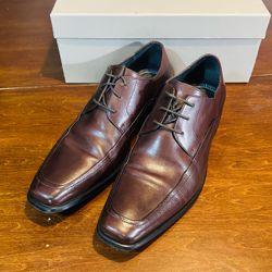 Joseph Abboud ‘Hopper’ Brown Leather Square-Toe Oxford Dress Shoes -Men’s Size: 9 D - (Style: 73171)