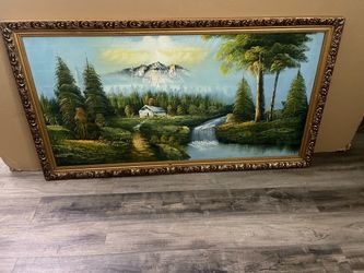 Vintage Landscape Oil Painting on Canvas 51”1/2 x 28” Used Condition $40 Firm on Price