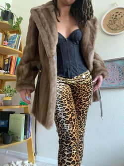 vintage faux fur coat with belt