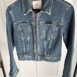 Mango - Medium Vintage Blue Zip-up Denim Jacket, S
