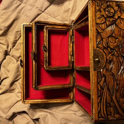 Carved Wood Stacking Boxes Set of 3 Phoenix Floral Jewelry Trinket