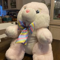 Vintage 1980’s Plush Toy White Bunny 🐰 20 inch Tall 16 inch Wide 