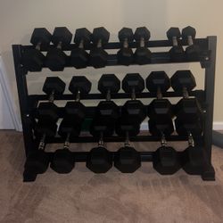 5-50lb Dumbbell Pair And Rack