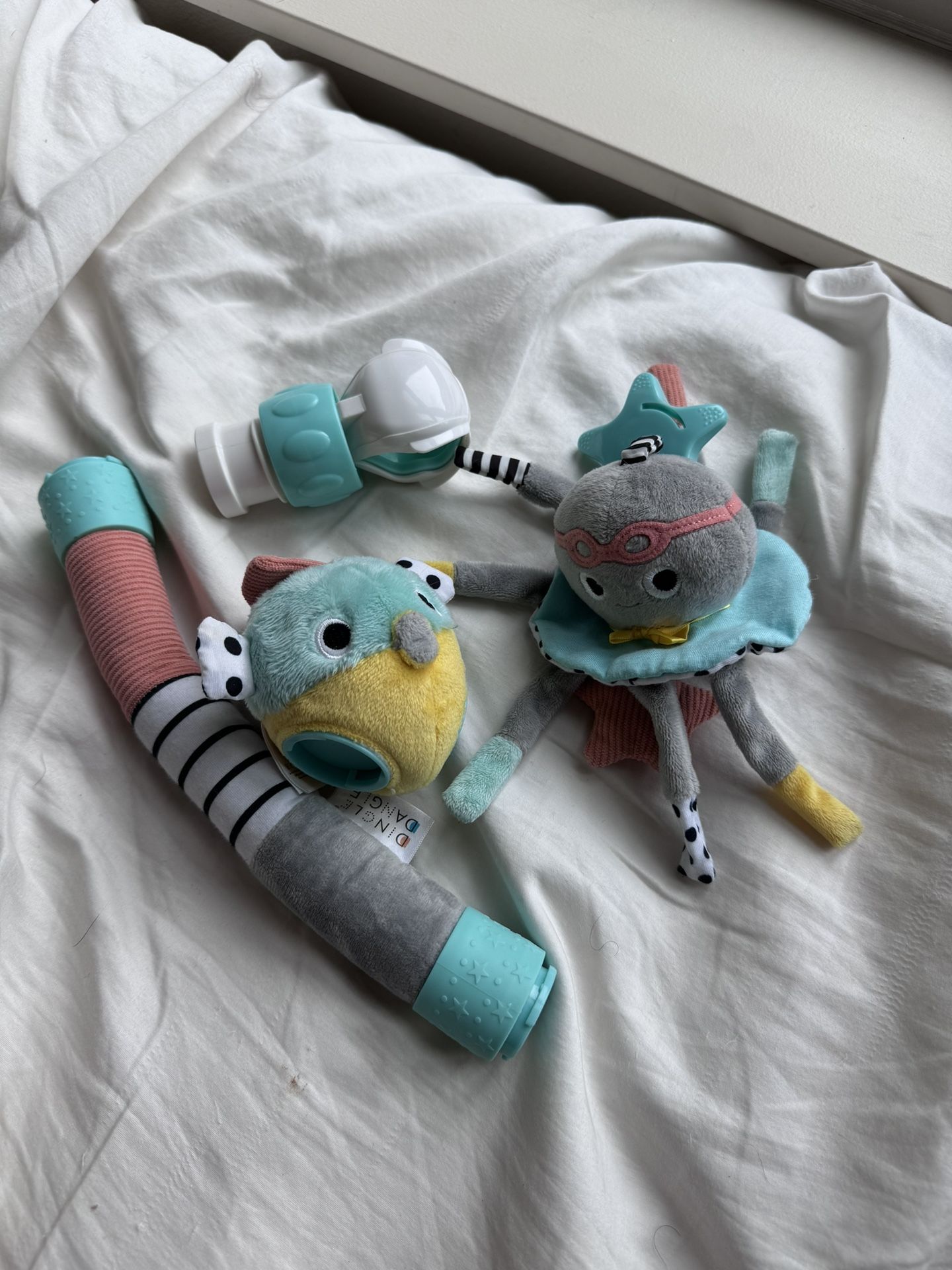 3 in 1 Diaper Changing Helper Headband, Baby Mobile, & Sensory Rattle