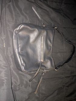 Antik Kraft Black Leather Shoulder Bag with Gold Hardware