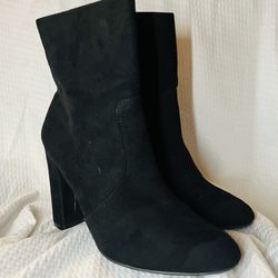 Black Womens Boots Zip Up Ankle High Heel Size 8