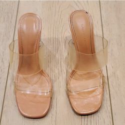 Zara Clear Nude Heel Sandals