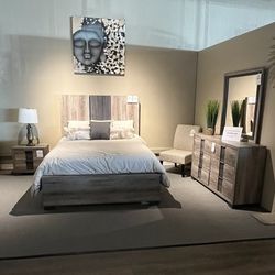 Queen Bed Frame, Dresser, Mirror And Nightstand 
