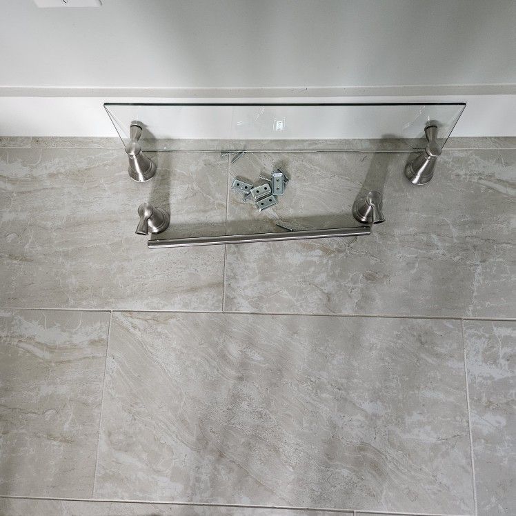 Glass Bathroom Shelf And Towel Holder