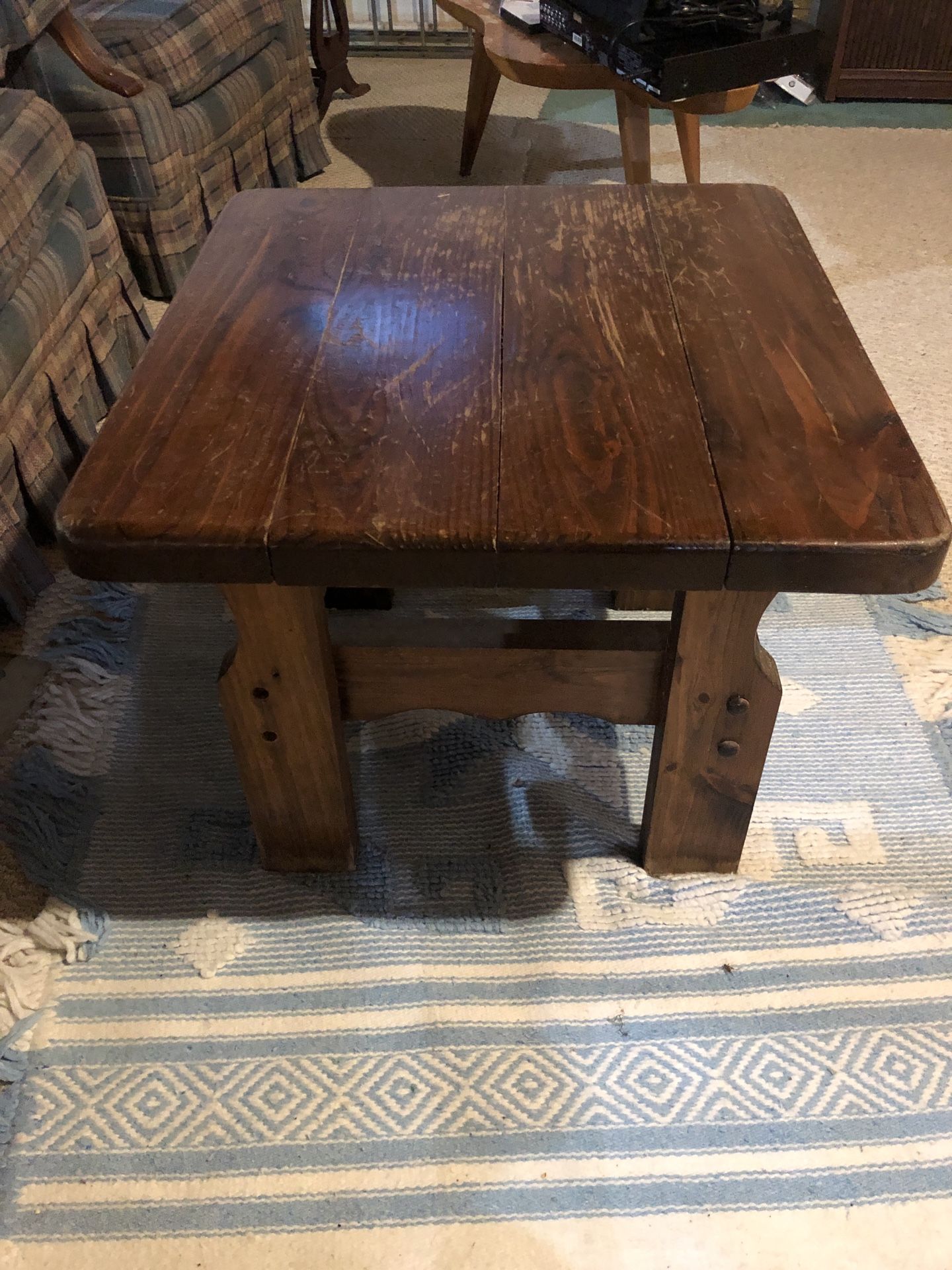 solid Rustic Wood coffee:end table