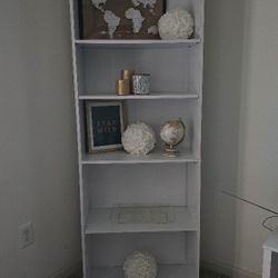 5-Shelf Bookcase with Adjustable Shelves, White