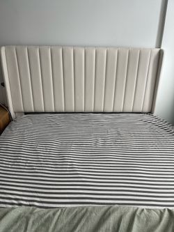 FULL SIZED UPHOLSTERED BED + MATTRESS