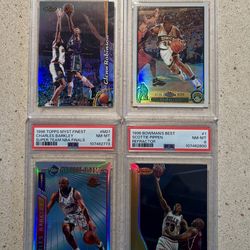 90’s REFRACTORS/PSA GRADED 4-Card Lot: Topps Chrome, Finest, Mystery Finest, Bowman’s Best: Scottie Pippen, Charles Barkley, Ray Allen, Glenn Robinson
