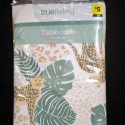 Brand New - Cheetah & Greenery Rectangle Tablecloth 52" x 70"