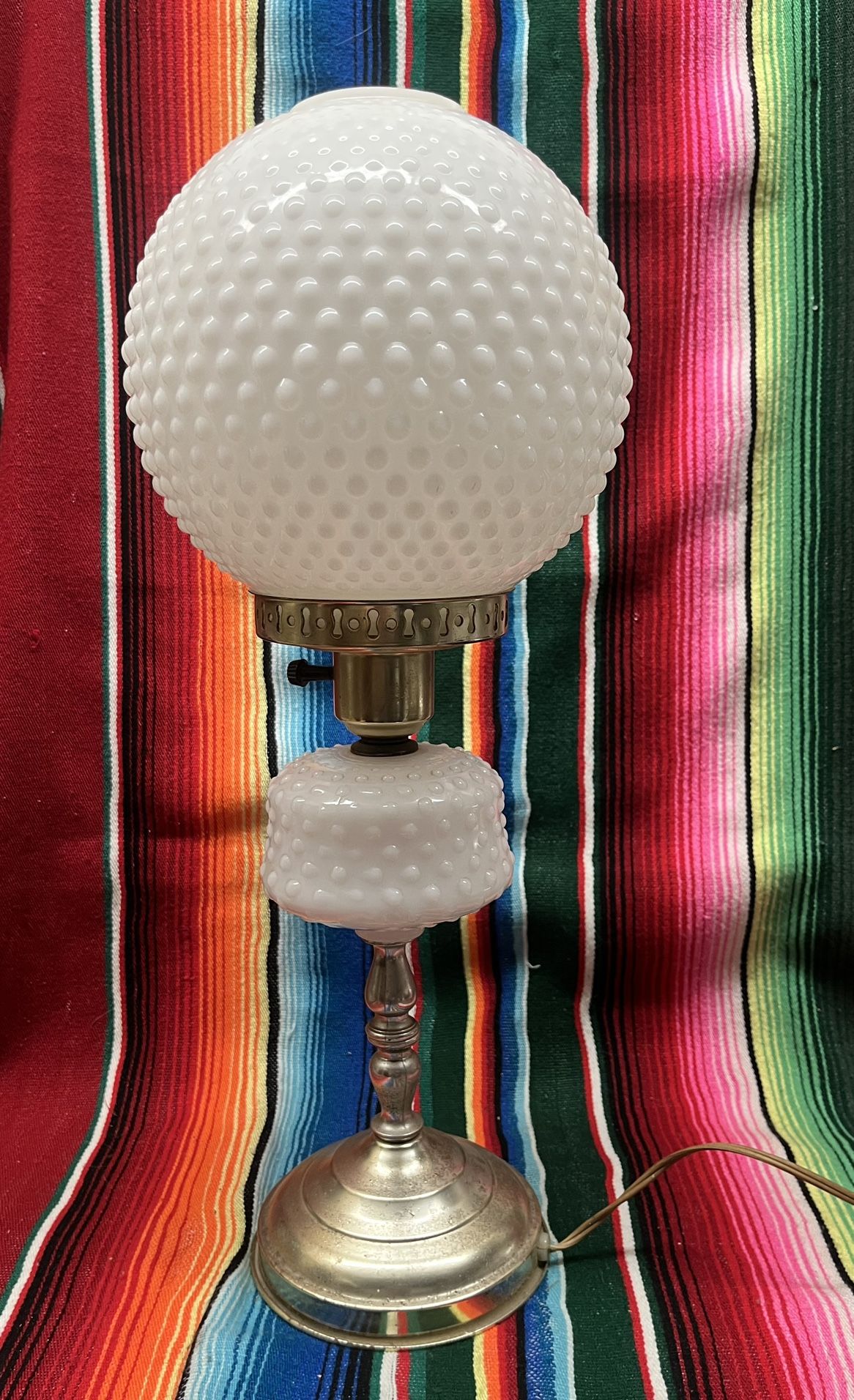 Vintage Hobnail Lamp Milk Glass