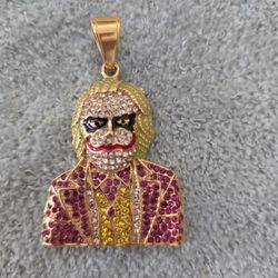 Joker Pendant With Diamonds And Colors 14k
