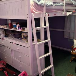 Full-Size Loft Bunk Bed For Girls
