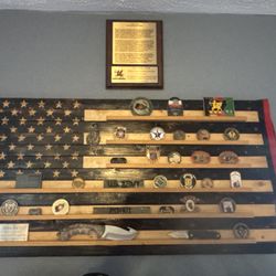 Rustic Challenge Coin Holder Flag