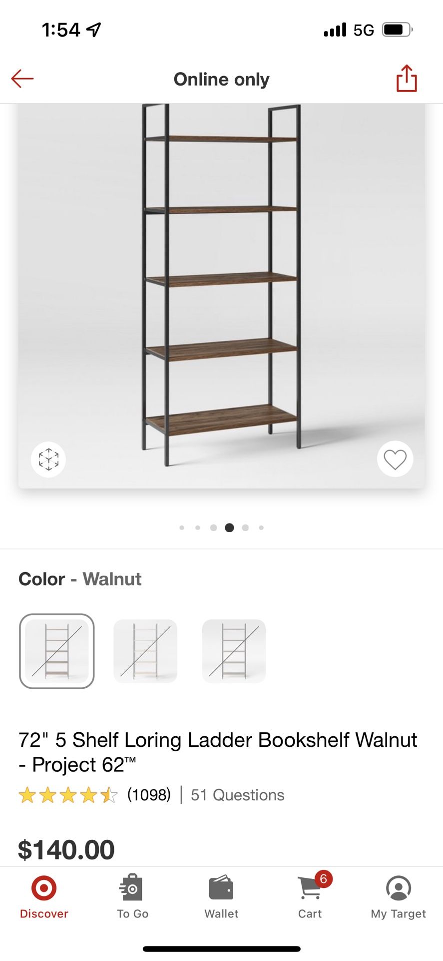 5 Shelf Ladder Bookshelf 