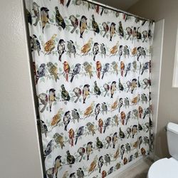 World Market Fabric Shower Curtain Birds Pattern 