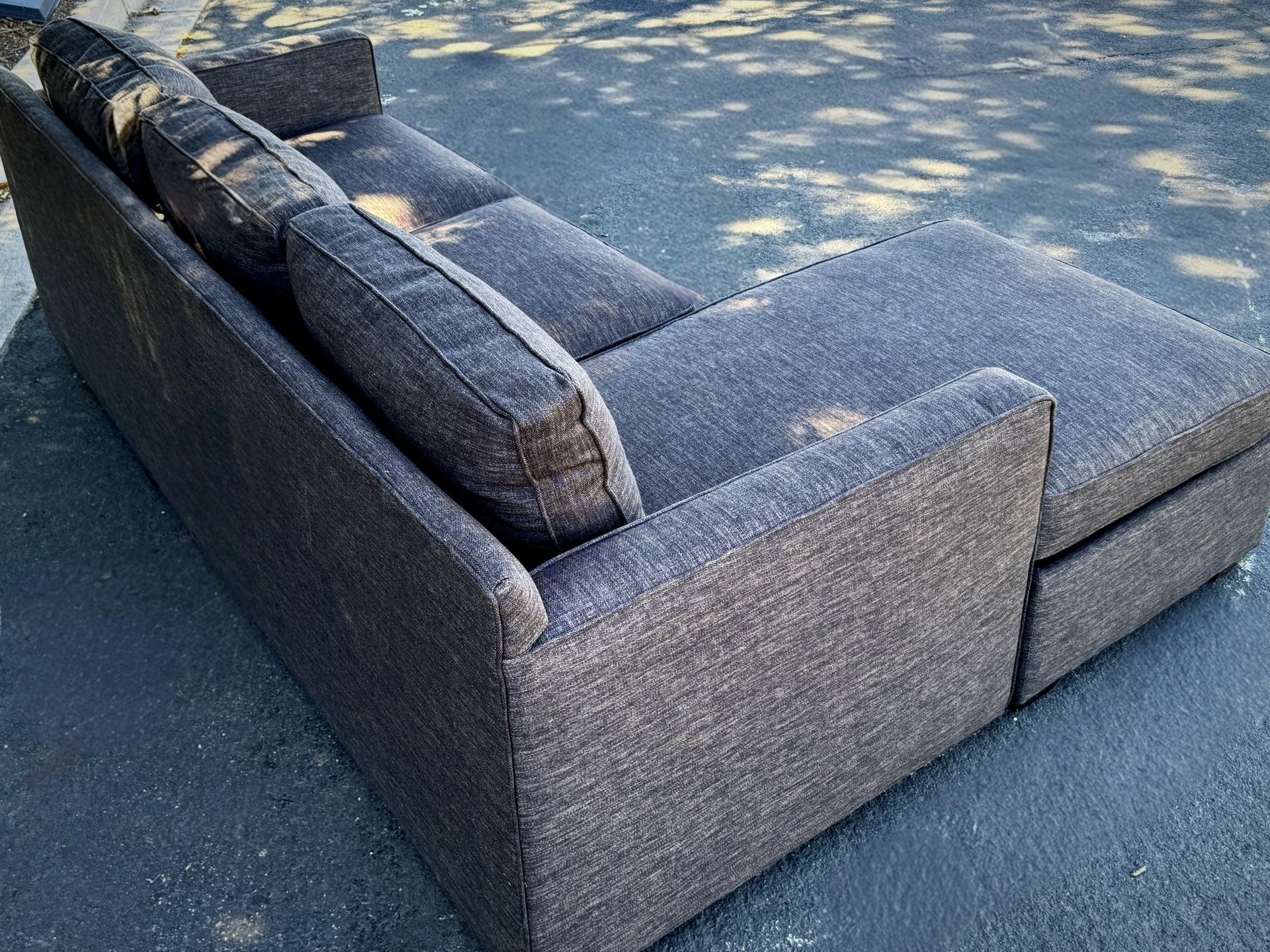 Crate & Barrel Barrett II Carbon Gray Sectional Sofa , Reversible Chaise + Storage