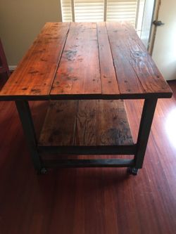 Reclaimed wood/industrial bar table