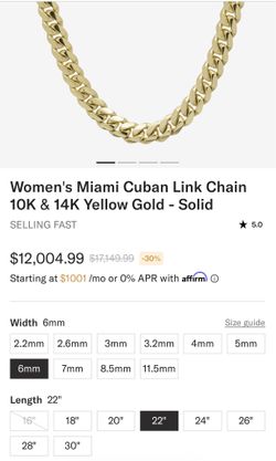 6mm Miami Cuban 22inch 14k solid