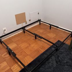 Bed Frame, Metal, Adjustable Size, With Adjustable Height Risers