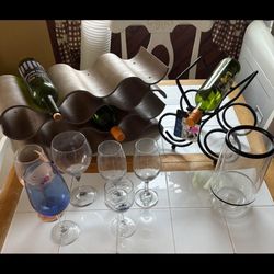 Wine Bottle Holders And Wine Glasses 