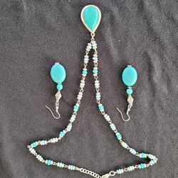 Very Nice Turquoise Necklace And Earrings 