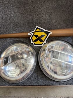Jeep Round LED Headlights Pair with Halo Ring