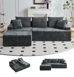 Dark Gray Modular Sectional Sofa with Chaise