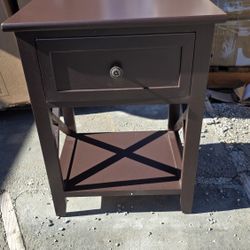 Side End Table Nightstand Modern Drawer Organizer Storage Brown Coffee HW56019CF