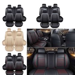  Universal Leather Car Seat Covers 5 Seat Full Set Automotive Seat Protector Replacement Compatible with Most Honda Toyota Chevy Ford Nissan Vehicles,