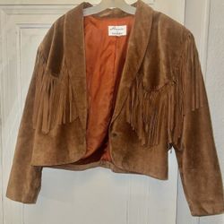 Vintage Lanna for Ann Taylor Leather Suede Fringe Jacket - Size L