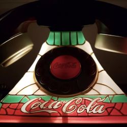 Vintage Coca Cola Light Up Telephone Stain Glass Look Push Button