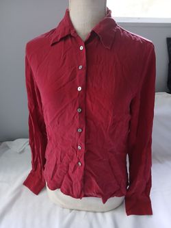 Red Long Sleeve Button-Up Shirt