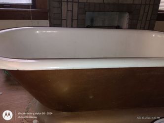 Vintage Cast Iron Bathtub w/ Raised Pedestal-Style Base also cast