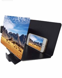 Canyoze Screen Magnifier 3D Smart Mobile Phone Movies Amplifier with PU Leather Foldable Holder Stand for Any Smartphone, iPhone 4/5/6/7/7S Plus, Sam