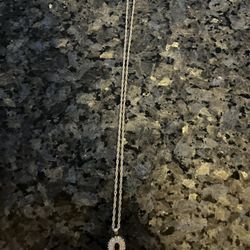 Sterling silver Necklace with 14kt Horseshoe CZ Pendant 