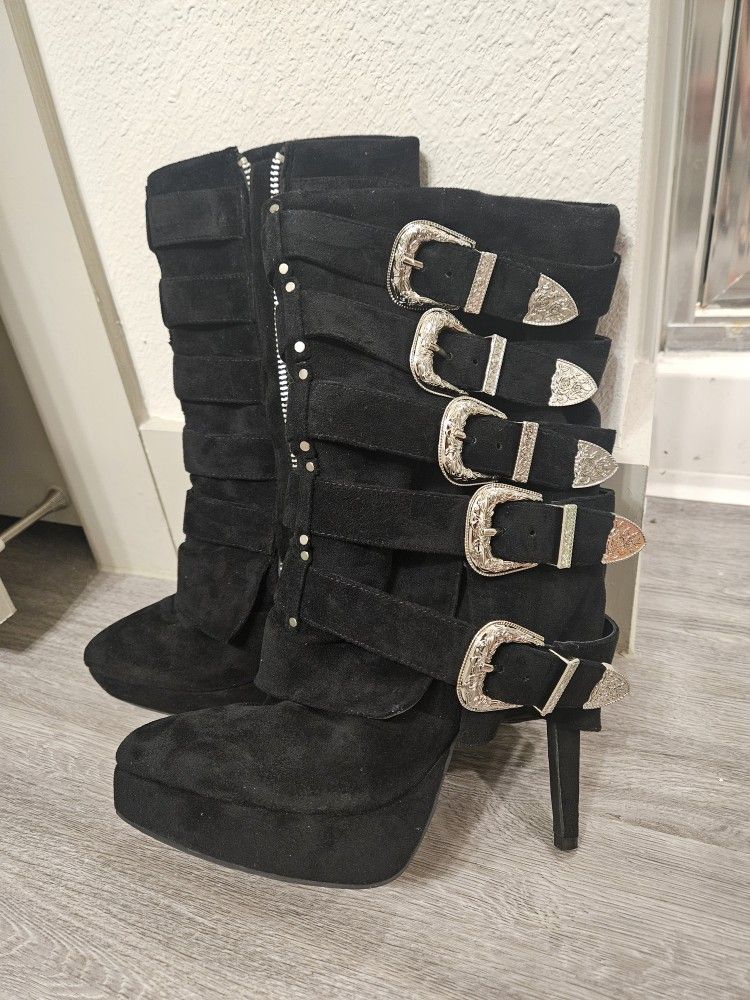 Current Mood Suede Black Western Boots