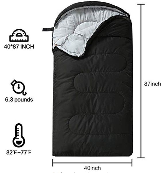 ASOUT Sleeping Bag for Adults and Kids - Portable, Comfort, Extra-Wide Car Camping, Hiking, Backpacking, Great for 4 Season Warm & Cold Weather