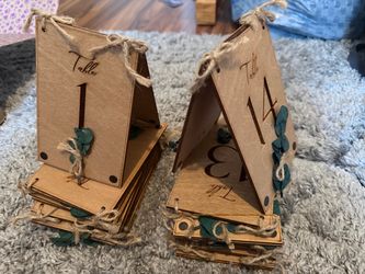 Wood table numbers- eucalyptus and twine