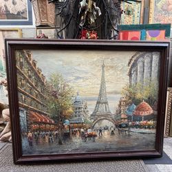 Vintage oil on canvas 55 by 43