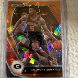 2021 Panni Prizm Draft Picks Orange Cracked Ice Anthony Edwards #65