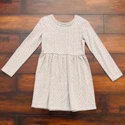Little Girls Clothes Gap Kids Long Sleeve Gray Dress With Pink Flowers Size M Fits 7/8